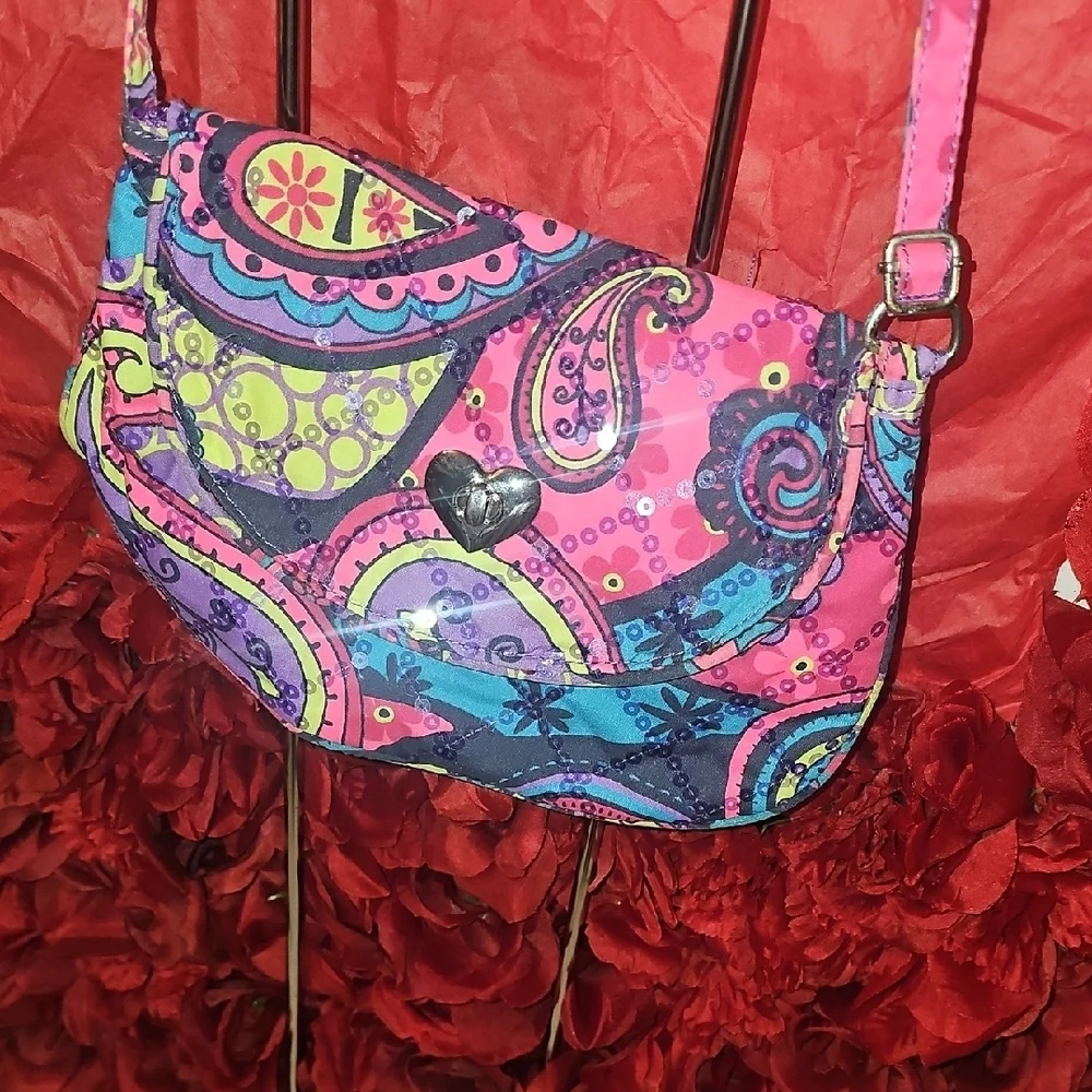Justice NWOT Colorful Paisley Girls Sequin Detail Crossbody Bag